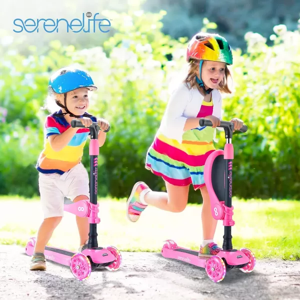 3 Wheeled Scooter for Kids - 2-in-1 Sit/Stand Child Toddlers Toy Kick Scooters w/Flip-Out Seat, Adjustable Height, Wide Deck, Flashing Wheel Lights, Great for Outdoor Fun