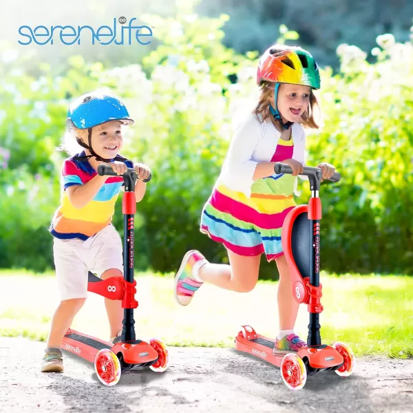 3 Wheeled Scooter for Kids - 2-in-1 Sit/Stand Child Toddlers Toy Kick Scooters w/Flip-Out Seat, Adjustable Height, Wide Deck, Flashing Wheel Lights, Great for Outdoor Fun