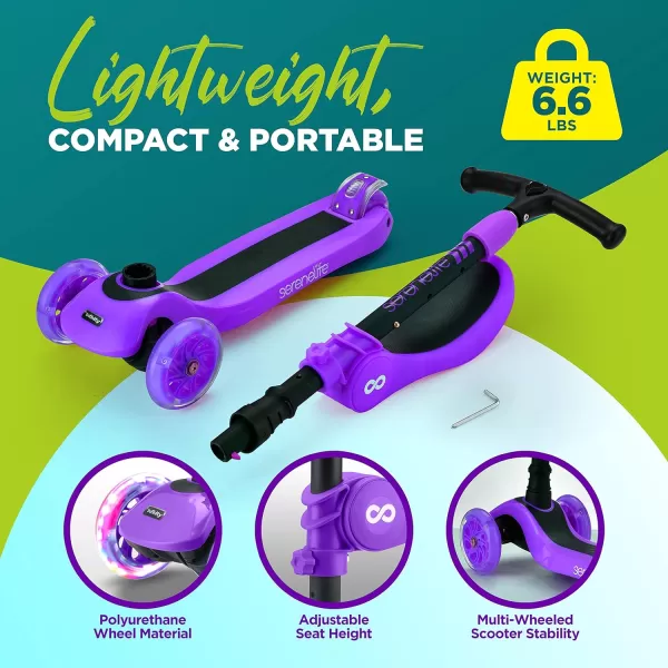 3 Wheeled Scooter for Kids - 2-in-1 Sit/Stand Child Toddlers Toy Kick Scooters w/Flip-Out Seat, Adjustable Height, Wide Deck, Flashing Wheel Lights, Great for Outdoor Fun