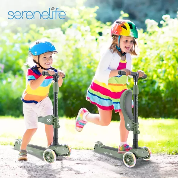 3 Wheeled Scooter for Kids - 2-in-1 Sit/Stand Child Toddlers Toy Kick Scooters w/Flip-Out Seat, Adjustable Height, Wide Deck, Flashing Wheel Lights, Great for Outdoor Fun