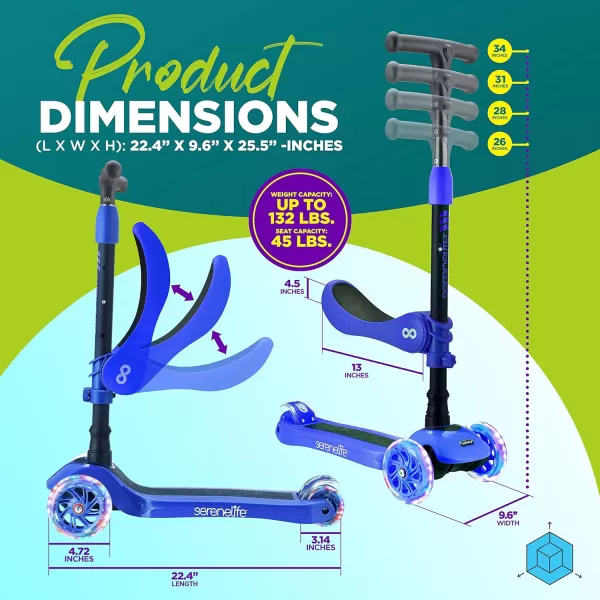 3 Wheeled Scooter for Kids - 2-in-1 Sit/Stand Child Toddlers Toy Kick Scooters w/Flip-Out Seat, Adjustable Height, Wide Deck, Flashing Wheel Lights, Great for Outdoor Fun