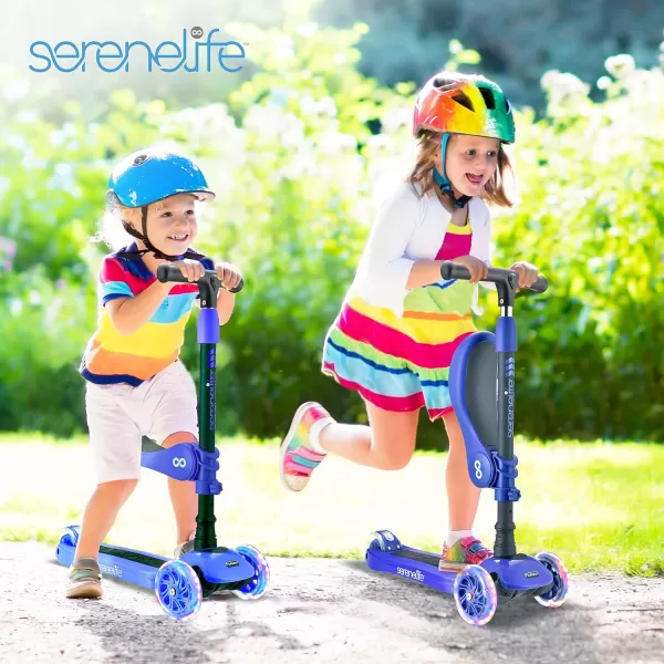 3 Wheeled Scooter for Kids - 2-in-1 Sit/Stand Child Toddlers Toy Kick Scooters w/Flip-Out Seat, Adjustable Height, Wide Deck, Flashing Wheel Lights, Great for Outdoor Fun