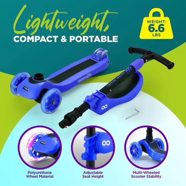 3 Wheeled Scooter for Kids - 2-in-1 Sit/Stand Child Toddlers Toy Kick Scooters w/Flip-Out Seat, Adjustable Height, Wide Deck, Flashing Wheel Lights, Great for Outdoor Fun