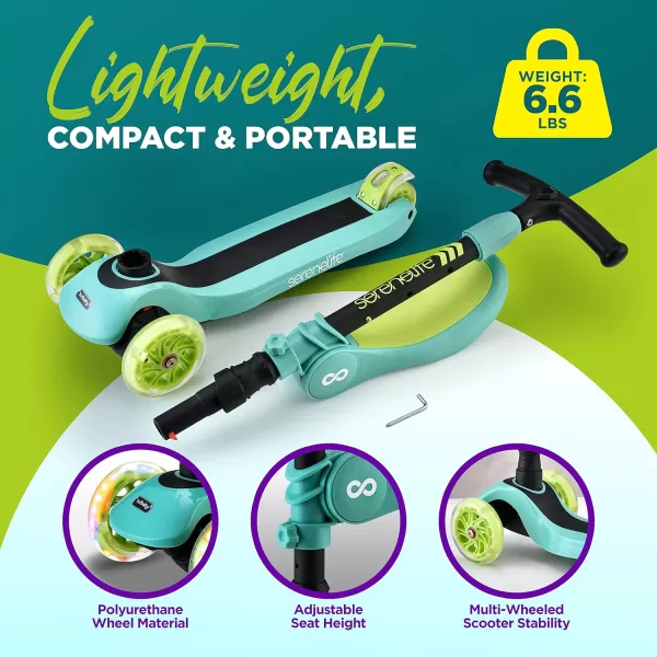 3 Wheeled Scooter for Kids - 2-in-1 Sit/Stand Child Toddlers Toy Kick Scooters w/Flip-Out Seat, Adjustable Height, Wide Deck, Flashing Wheel Lights, Great for Outdoor Fun