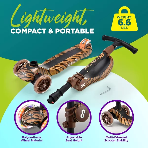3 Wheeled Scooter for Kids - 2-in-1 Sit/Stand Child Toddlers Toy Kick Scooters w/Flip-Out Seat, Adjustable Height, Wide Deck, Flashing Wheel Lights, Great for Outdoor Fun