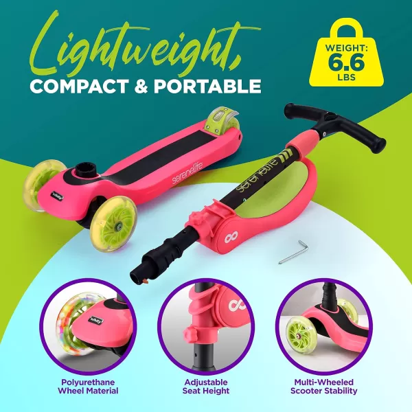 3 Wheeled Scooter for Kids - 2-in-1 Sit/Stand Child Toddlers Toy Kick Scooters w/Flip-Out Seat, Adjustable Height, Wide Deck, Flashing Wheel Lights, Great for Outdoor Fun