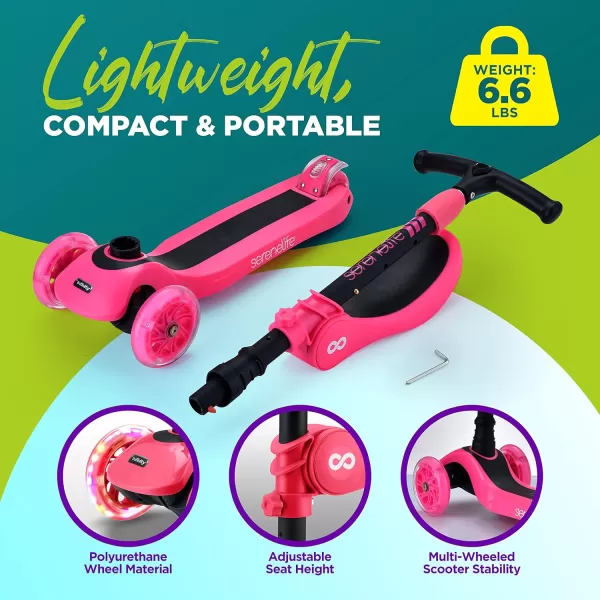 3 Wheeled Scooter for Kids - 2-in-1 Sit/Stand Child Toddlers Toy Kick Scooters w/Flip-Out Seat, Adjustable Height, Wide Deck, Flashing Wheel Lights, Great for Outdoor Fun