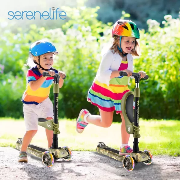3 Wheeled Scooter for Kids - 2-in-1 Sit/Stand Child Toddlers Toy Kick Scooters w/Flip-Out Seat, Adjustable Height, Wide Deck, Flashing Wheel Lights, Great for Outdoor Fun