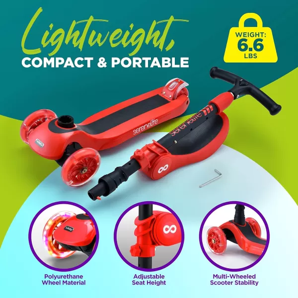 3 Wheeled Scooter for Kids - 2-in-1 Sit/Stand Child Toddlers Toy Kick Scooters w/Flip-Out Seat, Adjustable Height, Wide Deck, Flashing Wheel Lights, Great for Outdoor Fun