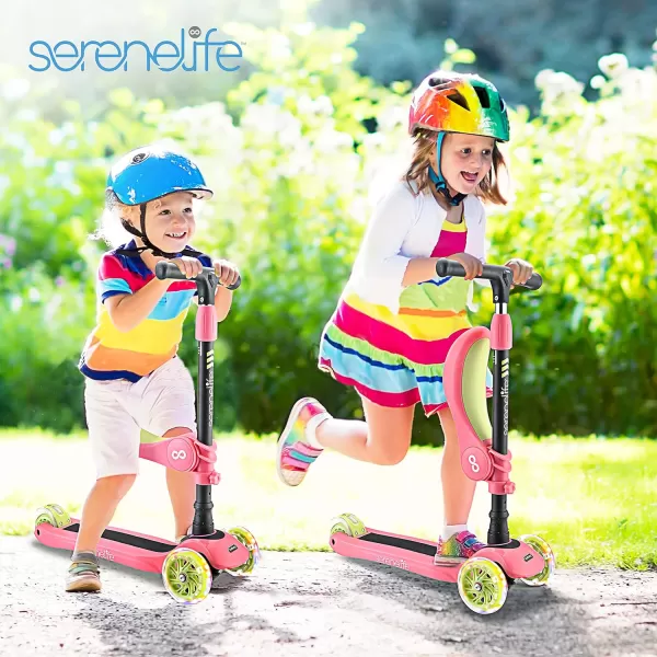3 Wheeled Scooter for Kids - 2-in-1 Sit/Stand Child Toddlers Toy Kick Scooters w/Flip-Out Seat, Adjustable Height, Wide Deck, Flashing Wheel Lights, Great for Outdoor Fun
