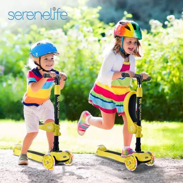 3 Wheeled Scooter for Kids - 2-in-1 Sit/Stand Child Toddlers Toy Kick Scooters w/Flip-Out Seat, Adjustable Height, Wide Deck, Flashing Wheel Lights, Great for Outdoor Fun