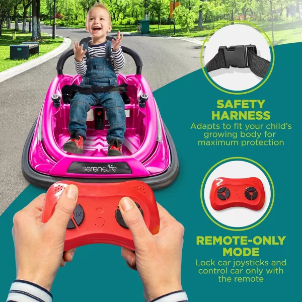 Electric Bumper Car for Kids - 12V Rechargeable Battery Powered Ride On Vehicle for Toddlers w/ 2 Driving Modes, Safety Belt, Remote Control, LED Lights, 360 Degree Spin, Dual Joystick