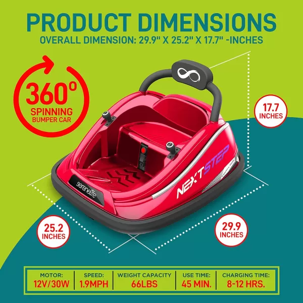 Electric Bumper Car for Kids - 12V Rechargeable Battery Powered Ride On Vehicle for Toddlers w/ 2 Driving Modes, Safety Belt, Remote Control, LED Lights, 360 Degree Spin, Dual Joystick