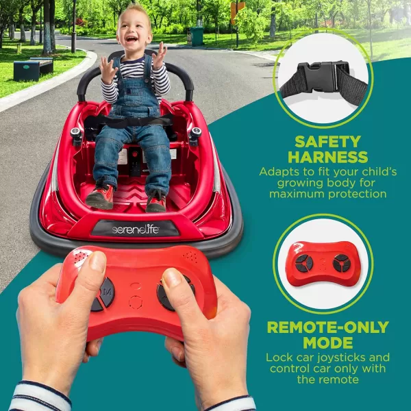 Electric Bumper Car for Kids - 12V Rechargeable Battery Powered Ride On Vehicle for Toddlers w/ 2 Driving Modes, Safety Belt, Remote Control, LED Lights, 360 Degree Spin, Dual Joystick