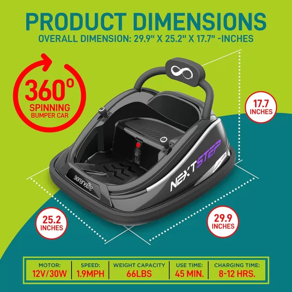 Electric Bumper Car for Kids - 12V Rechargeable Battery Powered Ride On Vehicle for Toddlers w/ 2 Driving Modes, Safety Belt, Remote Control, LED Lights, 360 Degree Spin, Dual Joystick