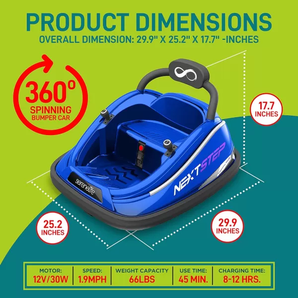 Electric Bumper Car for Kids - 12V Rechargeable Battery Powered Ride On Vehicle for Toddlers w/ 2 Driving Modes, Safety Belt, Remote Control, LED Lights, 360 Degree Spin, Dual Joystick