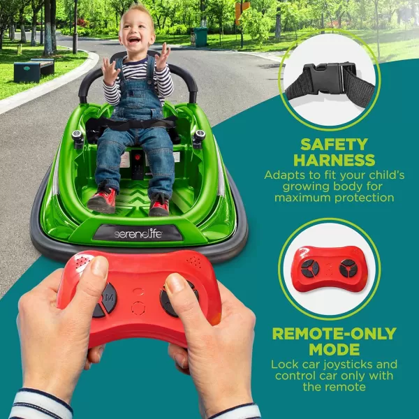 Electric Bumper Car for Kids - 12V Rechargeable Battery Powered Ride On Vehicle for Toddlers w/ 2 Driving Modes, Safety Belt, Remote Control, LED Lights, 360 Degree Spin, Dual Joystick