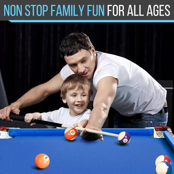 SereneLife 4.5ft Folding Pool Table, 54in Portable Foldable Billiards Game Table for Kids and Adults with Accessories, Indoor and Outdoor Games with Sticks, Cue, Balls and Triangle, Blue