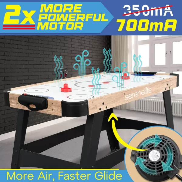 SereneLife 58" Air Hockey Game Table with Strong Motor, Digital LED Scoreboard, Puck Dispenser &amp; Complete Accessories