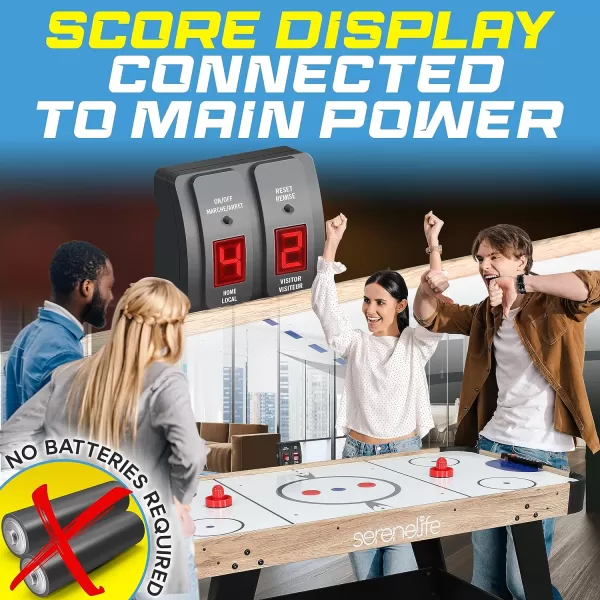 SereneLife 58" Air Hockey Game Table with Strong Motor, Digital LED Scoreboard, Puck Dispenser &amp; Complete Accessories