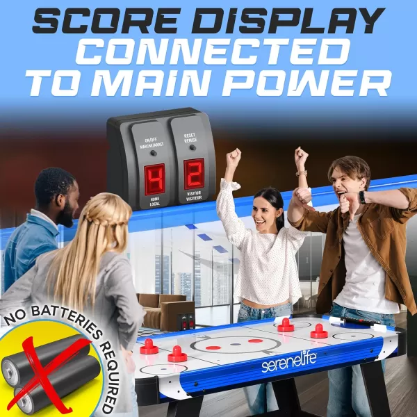 SereneLife 58" Air Hockey Game Table with Strong Motor, Digital LED Scoreboard, Puck Dispenser &amp; Complete Accessories