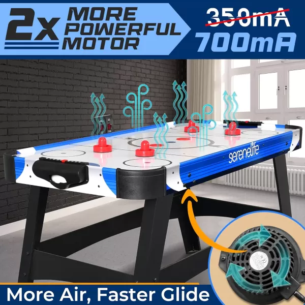 SereneLife 58" Air Hockey Game Table with Strong Motor, Digital LED Scoreboard, Puck Dispenser &amp; Complete Accessories