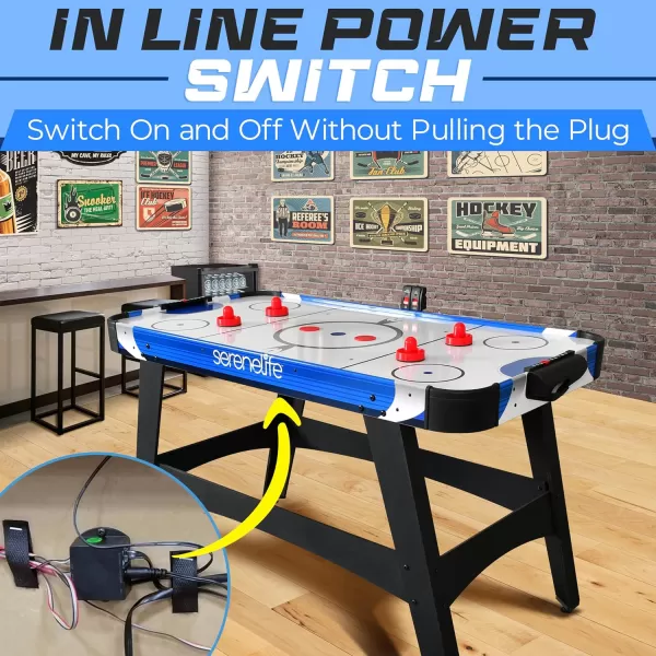 SereneLife 58" Air Hockey Game Table with Strong Motor, Digital LED Scoreboard, Puck Dispenser &amp; Complete Accessories