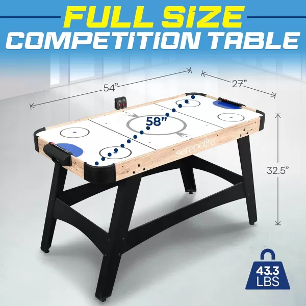SereneLife 58" Air Hockey Game Table with Strong Motor, Digital LED Scoreboard, Puck Dispenser &amp; Complete Accessories