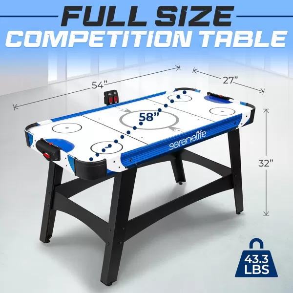 SereneLife 58" Air Hockey Game Table with Strong Motor, Digital LED Scoreboard, Puck Dispenser &amp; Complete Accessories