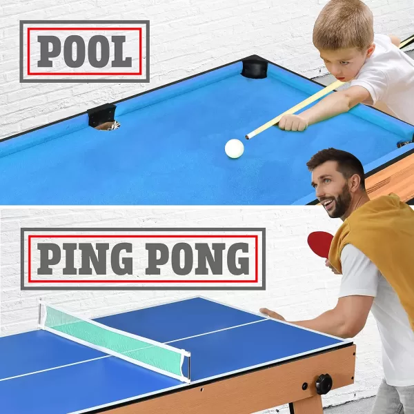 SereneLife Multi Game Table, 48" Sports Arcade Games with Accessories, Ping Pong, Hockey, Pool Billiards, Soccer Foosball All in One, for Indoor Outdoor, Family, Kids and Adults