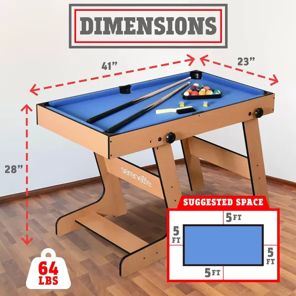 SereneLife Multi Game Table, 48" Sports Arcade Games with Accessories, Ping Pong, Hockey, Pool Billiards, Soccer Foosball All in One, for Indoor Outdoor, Family, Kids and Adults