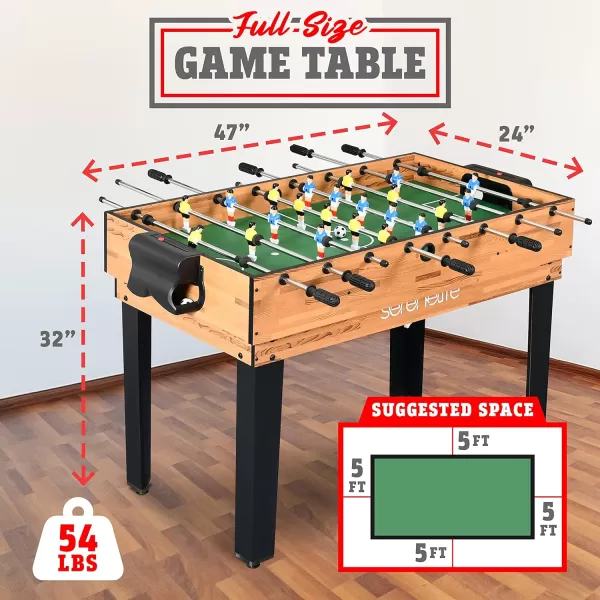 SereneLife Multi Game Table, 48" Sports Arcade Games with Accessories, Ping Pong, Hockey, Pool Billiards, Soccer Foosball All in One, for Indoor Outdoor, Family, Kids and Adults