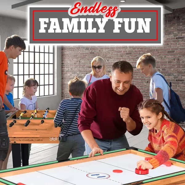 SereneLife Multi Game Table, 48" Sports Arcade Games with Accessories, Ping Pong, Hockey, Pool Billiards, Soccer Foosball All in One, for Indoor Outdoor, Family, Kids and Adults