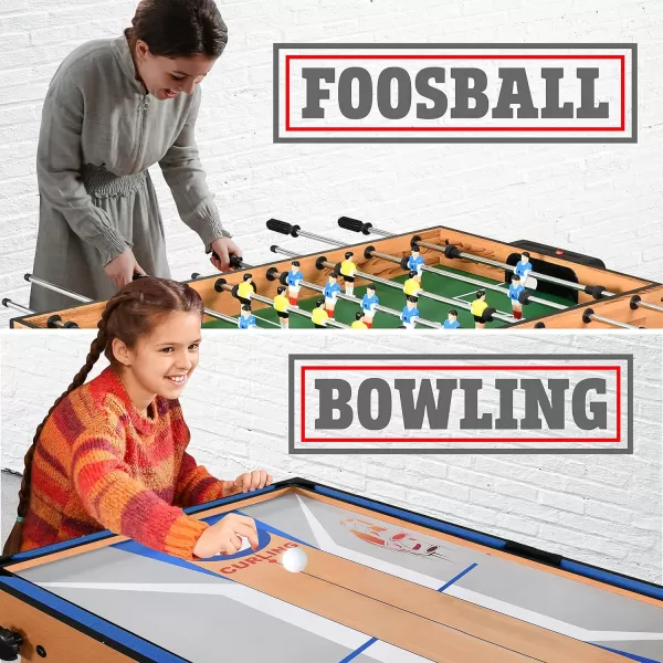 SereneLife Multi Game Table, 48" Sports Arcade Games with Accessories, Ping Pong, Hockey, Pool Billiards, Soccer Foosball All in One, for Indoor Outdoor, Family, Kids and Adults
