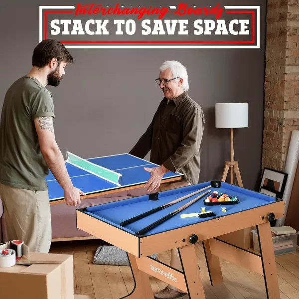 SereneLife Multi Game Table, 48" Sports Arcade Games with Accessories, Ping Pong, Hockey, Pool Billiards, Soccer Foosball All in One, for Indoor Outdoor, Family, Kids and Adults