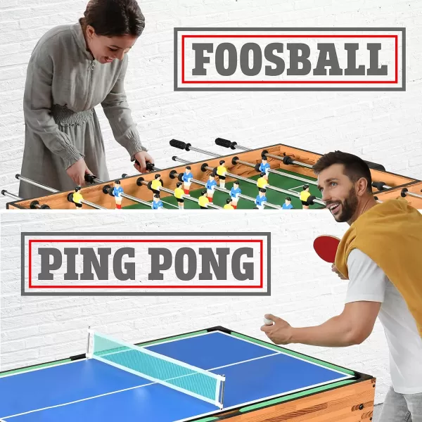 SereneLife Multi Game Table, 48" Sports Arcade Games with Accessories, Ping Pong, Hockey, Pool Billiards, Soccer Foosball All in One, for Indoor Outdoor, Family, Kids and Adults