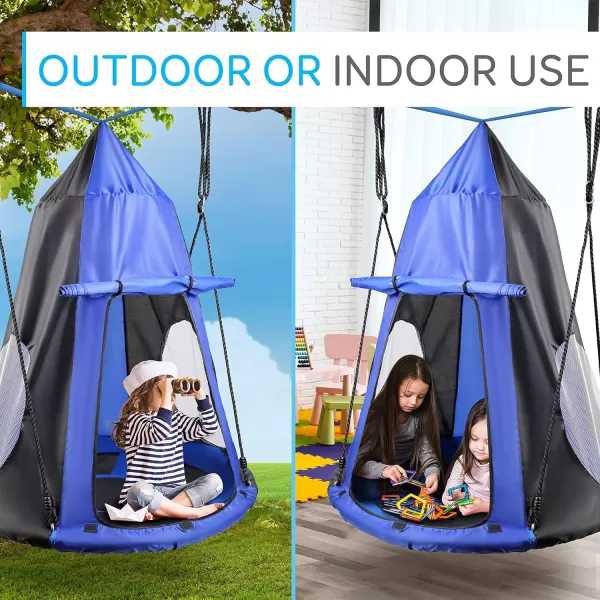 SereneLife Saucer Swing with Hang Kit, Outdoor Tree Swing with Swivel Spinner for Kids 