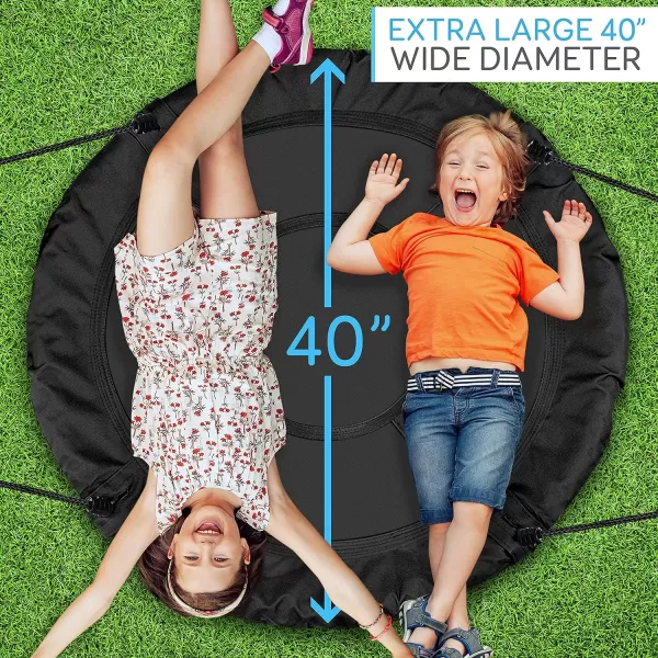 SereneLife Saucer Swing with Hang Kit, Outdoor Tree Swing with Swivel Spinner for Kids 