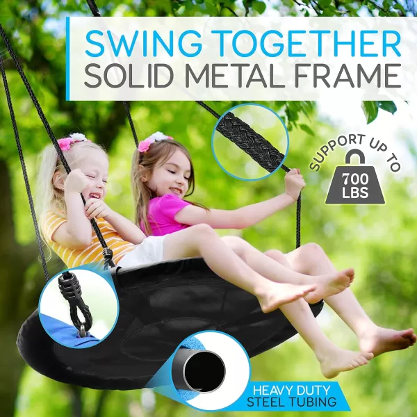 SereneLife Saucer Swing with Hang Kit, Outdoor Tree Swing with Swivel Spinner for Kids 