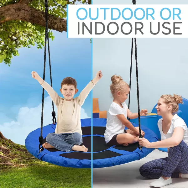 SereneLife Saucer Swing with Hang Kit, Outdoor Tree Swing with Swivel Spinner for Kids 