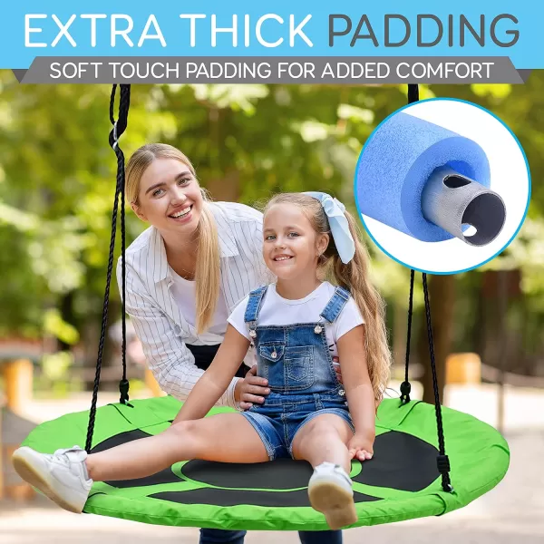SereneLife Saucer Swing with Hang Kit, Outdoor Tree Swing with Swivel Spinner for Kids 