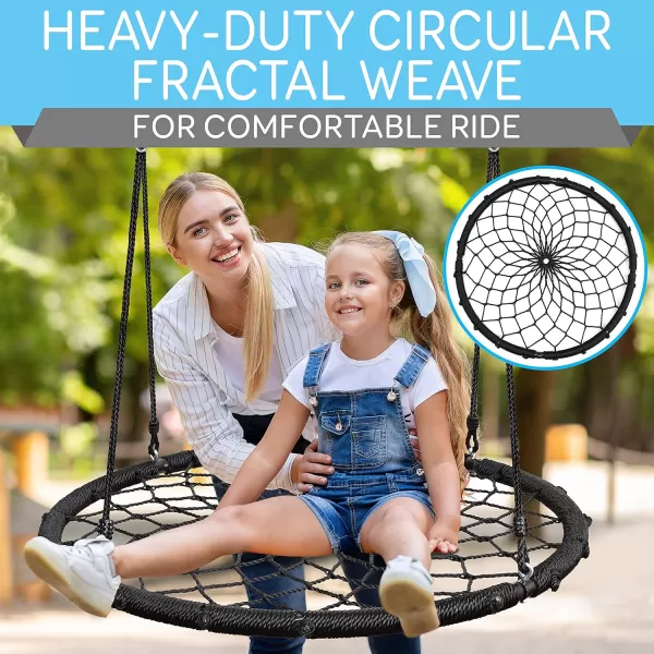SereneLife Saucer Swing with Hang Kit, Outdoor Tree Swing with Swivel Spinner for Kids 
