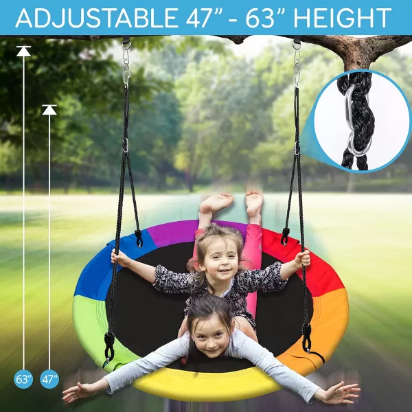 SereneLife Saucer Swing with Hang Kit, Outdoor Tree Swing with Swivel Spinner for Kids 
