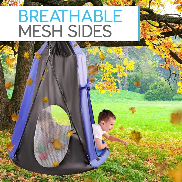 SereneLife Saucer Swing with Hang Kit, Outdoor Tree Swing with Swivel Spinner for Kids 