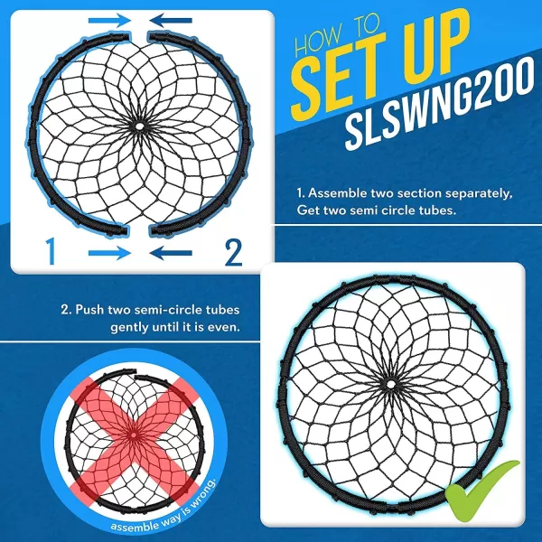 SereneLife Saucer Swing with Hang Kit, Outdoor Tree Swing with Swivel Spinner for Kids 