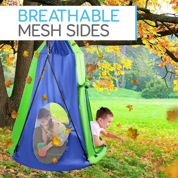 SereneLife Saucer Swing with Hang Kit, Outdoor Tree Swing with Swivel Spinner for Kids 