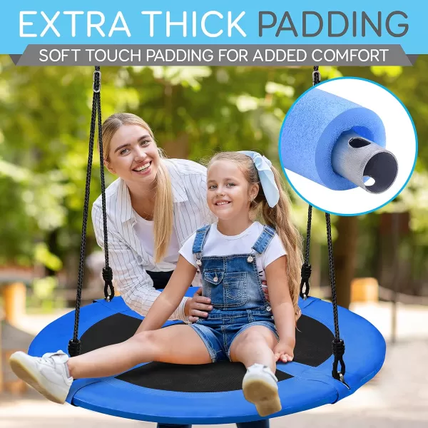 SereneLife Saucer Swing with Hang Kit, Outdoor Tree Swing with Swivel Spinner for Kids 