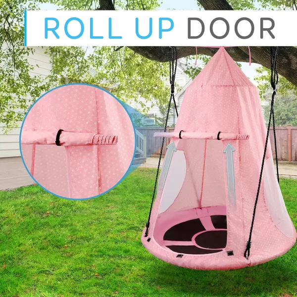 SereneLife Saucer Swing with Hang Kit, Outdoor Tree Swing with Swivel Spinner for Kids 