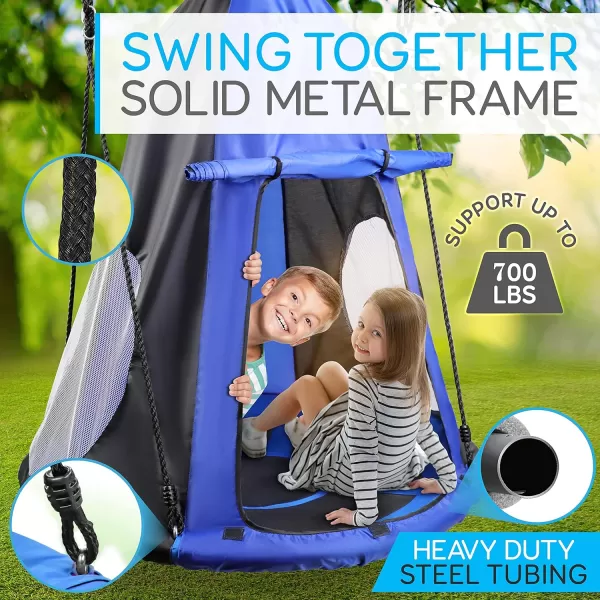SereneLife Saucer Swing with Hang Kit, Outdoor Tree Swing with Swivel Spinner for Kids 