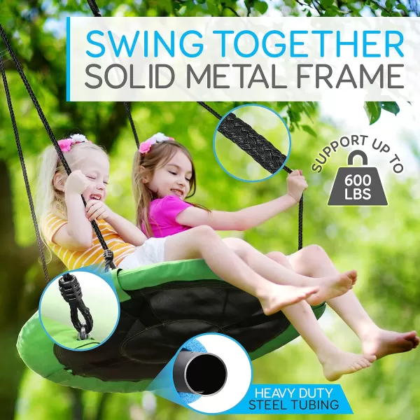 SereneLife Saucer Swing with Hang Kit, Outdoor Tree Swing with Swivel Spinner for Kids 
